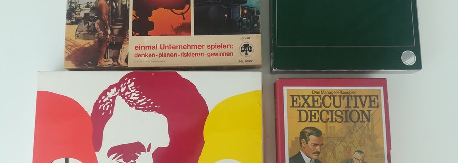 Unternehmensplanspiele – Spieleschachteln aus den 1960er und 70er Jahren